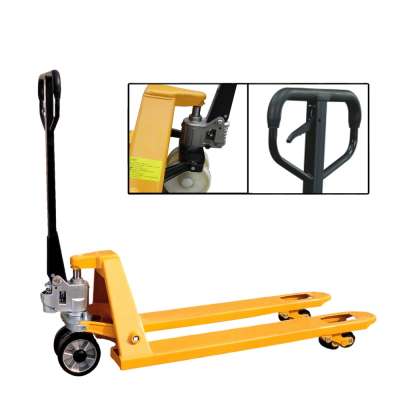 Widely used and durable 685*1220mm adding reinforcing plate pallet truck manual forklift stacker for warehouse using